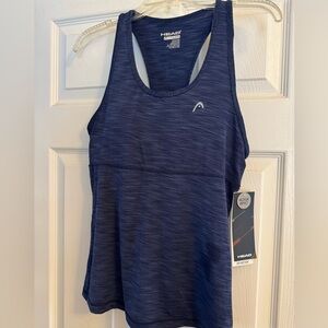 Head Dark Blue Racerback Built in Bra Athletic Tank Top L